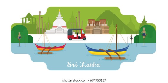 Sri Lanka Travel And Attraction Landmarks, Famous Place, Cityscape, Sea And Land