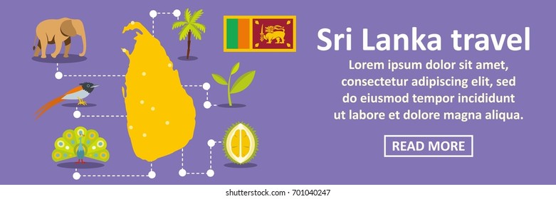 Sri lanka travel banner horizontal concept. Flat illustration of sri lanka travel banner horizontal vector concept for web