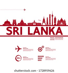 Sri Lanka travel destination grand vector illustration. 