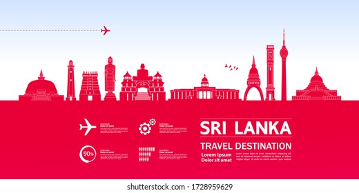 Sri Lanka travel destination grand vector illustration. 