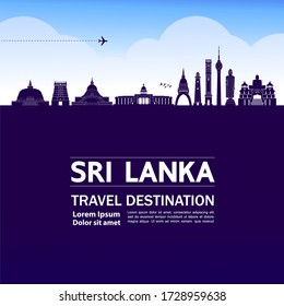 Sri Lanka travel destination grand vector illustration. 
