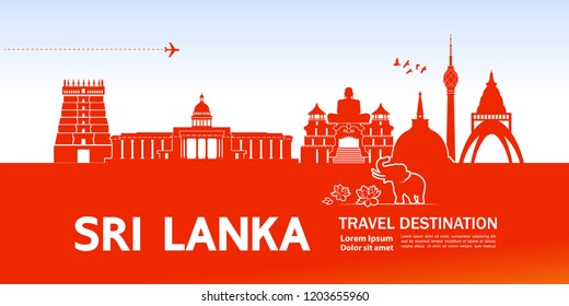 Sri Lanka Travel Destination Vector.