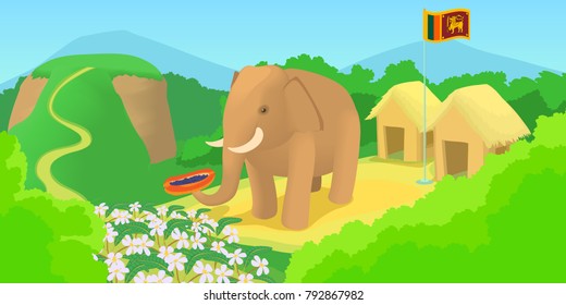 Sri Lanka travel horizontal banner concept. Cartoon illustration of Sri Lanka travel vector horizontal banner for web