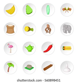 Sri Lanka travel icons set. Cartoon illustration of 16 Sri Lanka travel vector icons for web
