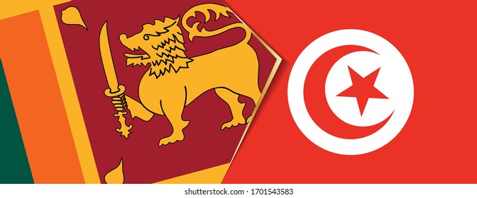 Sri Lanka and Tunisia flags, two vector flags symbol of relationship or confrontation.