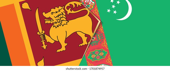 Sri Lanka and Turkmenistan flags, two vector flags symbol of relationship or confrontation.