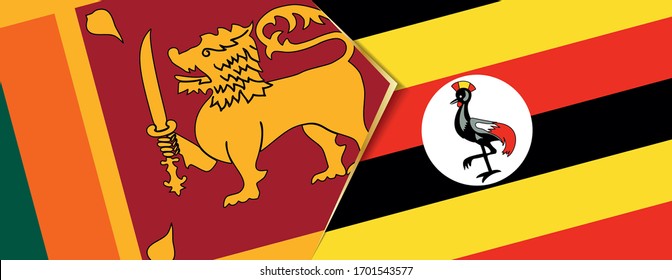 Sri Lanka and Uganda flags, two vector flags symbol of relationship or confrontation.