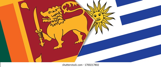 Sri Lanka und Uruguay Flaggen, zwei Vektorillustrationen Flaggen Symbol für Beziehung oder Konfrontation.