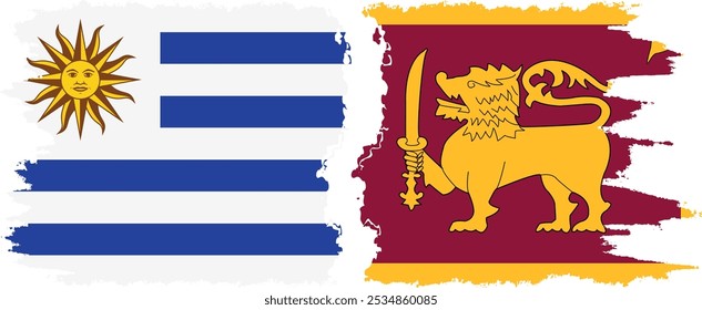 Sri Lanka y Uruguay: conexión de banderas grunge, Vector