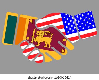 Sri Lanka and USA flags Handshake vector
