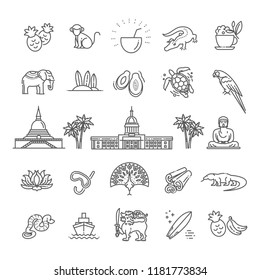 Sri Lanka vacation icons set. Vector icons