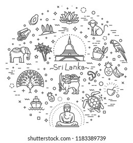 Sri Lanka vacation icons set. Vector icons