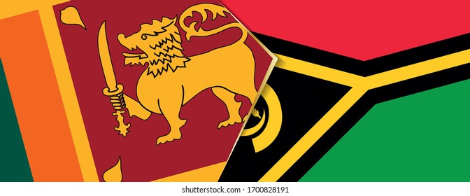 Banderas de Sri Lanka y Vanuatu, dos banderas vectoriales símbolo de relación o enfrentamiento.