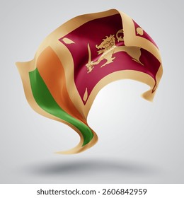 Sri Lanka, vector 3d flag with waves on a white background