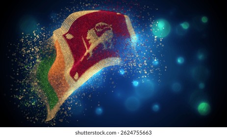 Sri Lanka, vector 3d flag with lighting and flares