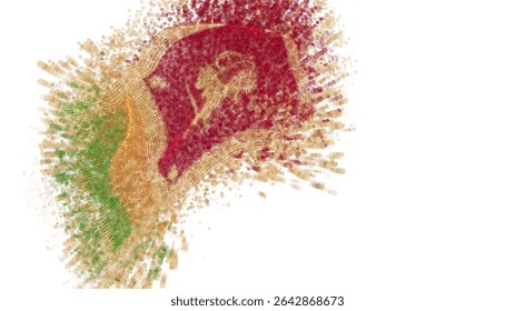 Sri Lanka, vector 3d flag with a splash of paint dots, explosion of colored dots