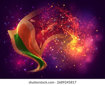 Sri Lanka, Vektor 3D-Flagge mit einem Spritzer von Farbpunkten, Explosion von farbigen Punkten