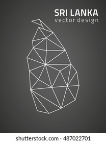 Sri Lanka vector black mosaic triangle outline map