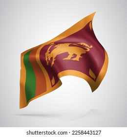 Sri Lanka, vector flag with waves and bends waving in the wind on a white background