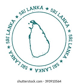 Sri Lanka vector map. Retro vintage insignia with Sri Lanka map. Distressed visa stamp with Sri Lanka text wrapped around a circle and stars. Country map vector illustration.