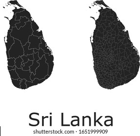 Sri Lanka vector maps with administrative regions, municipalities, departments, borders