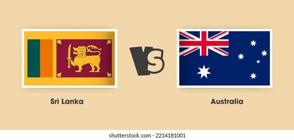 Sri Lanka vs Australia flags placed side by side. Creative stylish national flags of Sri Lanka vs Australia with background