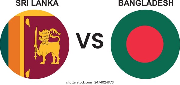 Sri Lanka VS Bangladesh cricket match concept with creative illustration of participant countries flag and national symbol on plain white background, Editable vector file.