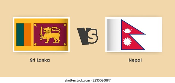 Sri Lanka vs Nepal flags placed side by side. Creative stylish national flags of Sri Lanka vs Nepal with background