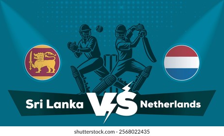 Sri Lanka VS Netherlands , Netherlands Vs Sri Lanka cricket match , Cricket match concept with creative illustration.eps