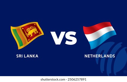 Sri Lanka VS Netherlands International Cricket Flag Badge Design Template Vector Illustration.