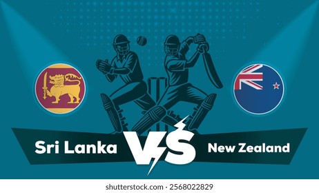 Sri Lanka VS New Zealand Match , New Zealand Vs Sri Lanka  cricket match , Cricket match concept with creative illustration.eps