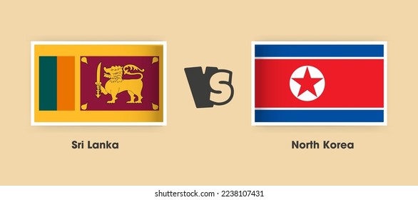 Sri Lanka vs North Korea flags placed side by side. Creative stylish national flags of Sri Lanka vs North Korea with background