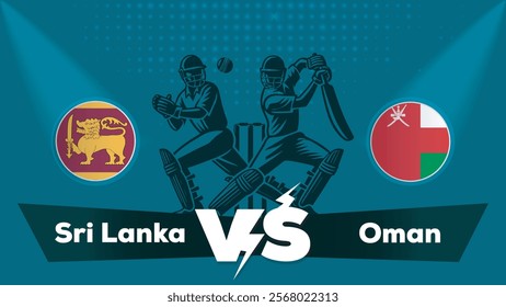 Sri Lanka VS Oman , Oman Vs Sri Lanka cricket match , Cricket match concept with creative illustration.eps