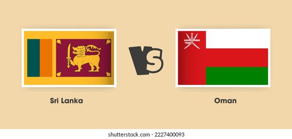Sri Lanka vs Oman flags placed side by side. Creative stylish national flags of Sri Lanka vs Oman with background