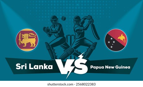 Sri Lanka VS Papua New Guinea Match , Papua New Guinea Vs Sri Lanka cricket match , Cricket match concept with creative illustration.eps