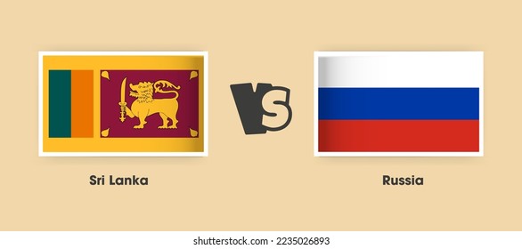 Sri Lanka vs Russia flags placed side by side. Creative stylish national flags of Sri Lanka vs Russia with background