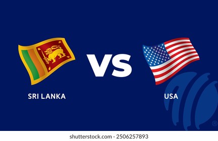 Sri Lanka VS USA International Cricket Flag Badge Design Template Vector Illustration.