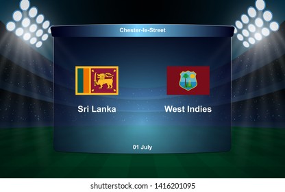 Sri Lanka vs West Indies cricket scoreboard broadcast graphic template