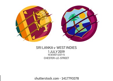 Sri Lanka vs West Indies, 2019 Cricket Match, Vector illustration 