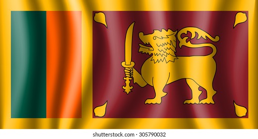 Sri Lanka waving flag - vector illustration