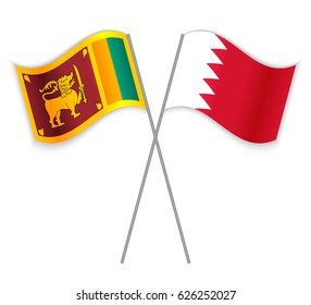 Sri Lankan and Bahraini crossed flags. Sri Lanka combined with Bahrain isolated on white. Language learning, international business or travel concept.