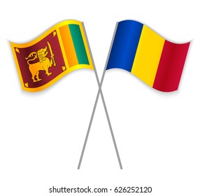 Sri Lankan and Chadian crossed flags. Sri Lanka combined with Chad isolated on white. Language learning, international business or travel concept.
