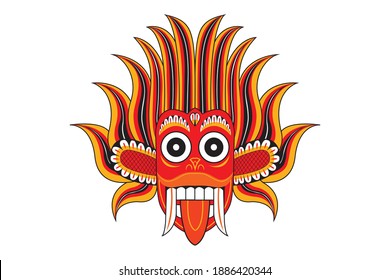 Sri Lankan Dancing Devil mask isolated on white background vector drawing