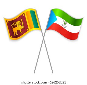Sri Lankan and Equatorial Guinean crossed flags. Sri Lanka combined with Equatorial Guinea isolated on white. Language learning, international business or travel concept.