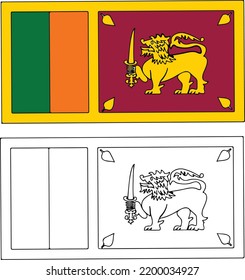 Sri Lankan Flag With Outline View. Eps 10