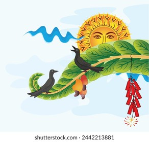 Sri Lankan Sinhala and Tamil new year wishes, greetings poster, banner or card. “Wish you all a very happy and prosperous new year”. vector illustration art.