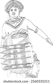 Sri Lankan Traditional Bera Drummer, Vector illustration