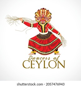 Sri Lankan Traditional Dance. Sri Lankan Classical Dance, Vector illustration