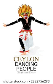 Sri Lankan Traditional Dance Vector Illustration Art