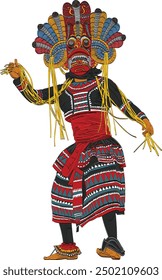 Ilustración vectorial de danza tradicional de Sri Lanka